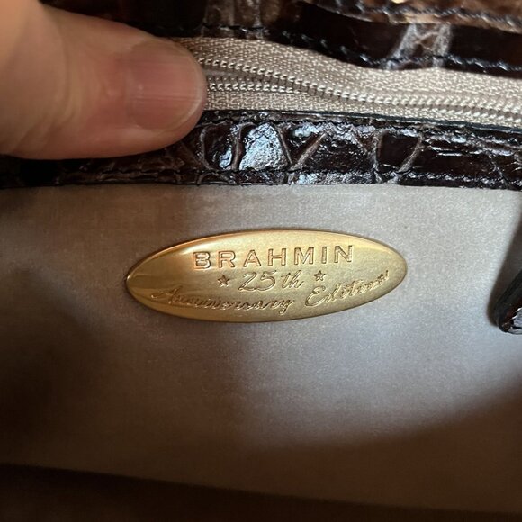 Brahmin Y2K Brown Croc Embossed Leather Shoulder Bag 25th Anniversary Edition - Picture 4 of 13